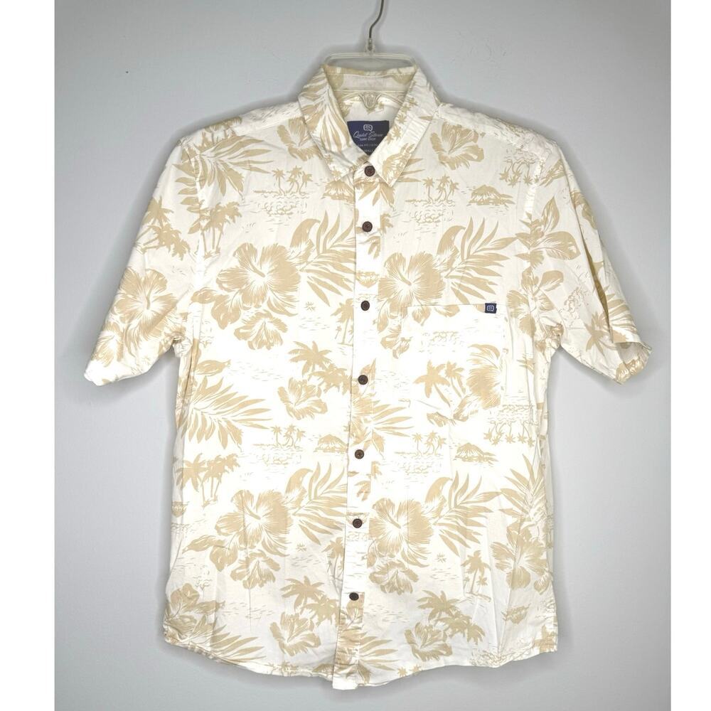 Quiet Storm Surf Shop Modern Fit Stretch Mens Short Sleeve Button-up Shirt Sz S
